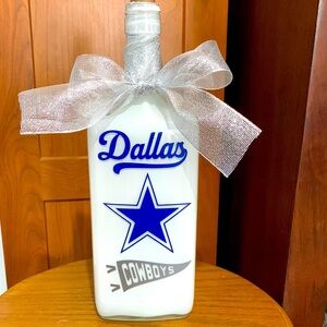 Hand Crafted, up-cycled Dallas Cowboys Spirit Bottle Lantern